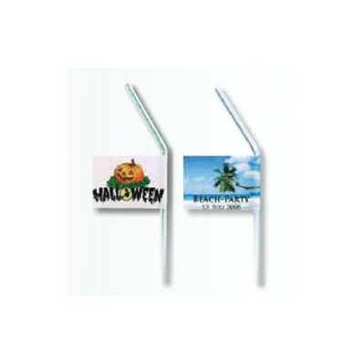 Sugerør med flag og reklame logo tryk