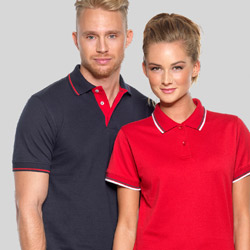 Helt tør tidligere skøn Polo t-shirts med kontrast med tryk og broderi, tofarvet, kontraststriber