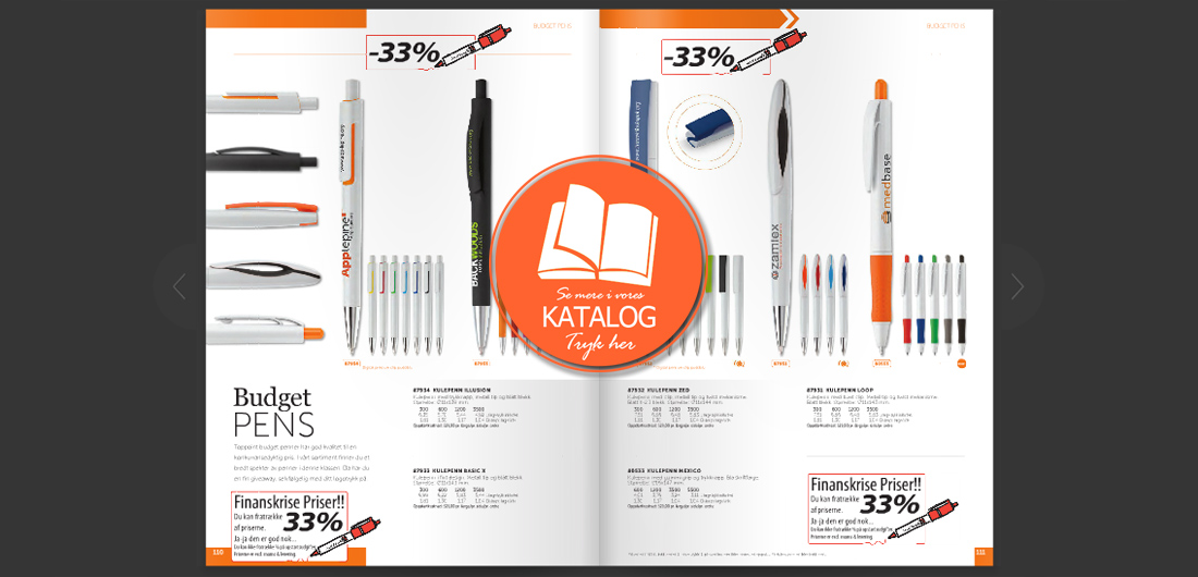 Reklame kuglepenne kataloget