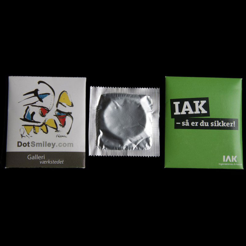 Reklamemappe med kondomer
